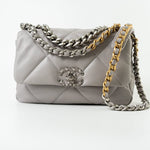 CHANEL Handbag 22C Light Grey Lambskin Quilted 19 Flap Small -Knockoff
