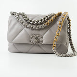 CHANEL Handbag 22C Light Grey Lambskin Quilted 19 Flap Small -Knockoff
