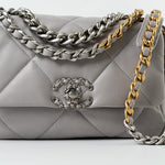 CHANEL Handbag 22C Light Grey Lambskin Quilted 19 Flap Small -Knockoff
