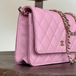 Chanel Handbag 22C LIGHT PINK CAVIAR QUILTED WALLET ON CHAIN LGHW (WOC) -Knockoff
