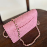 Chanel Handbag 22C LIGHT PINK CAVIAR QUILTED WALLET ON CHAIN LGHW (WOC) -Knockoff
