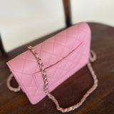 Chanel Handbag 22C LIGHT PINK CAVIAR QUILTED WALLET ON CHAIN LGHW (WOC) -Knockoff
