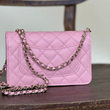 Chanel Handbag 22C LIGHT PINK CAVIAR QUILTED WALLET ON CHAIN LGHW (WOC) -Knockoff
