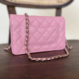 Chanel Handbag 22C LIGHT PINK CAVIAR QUILTED WALLET ON CHAIN LGHW (WOC) -Knockoff
