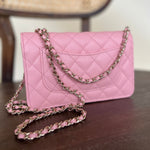 Chanel Handbag 22C LIGHT PINK CAVIAR QUILTED WALLET ON CHAIN LGHW (WOC) -Knockoff
