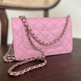 Chanel Handbag 22C LIGHT PINK CAVIAR QUILTED WALLET ON CHAIN LGHW (WOC) -Knockoff
