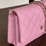 Chanel Handbag 22C LIGHT PINK CAVIAR QUILTED WALLET ON CHAIN LGHW (WOC) -Knockoff
