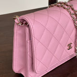 Chanel Handbag 22C LIGHT PINK CAVIAR QUILTED WALLET ON CHAIN LGHW (WOC) -Knockoff
