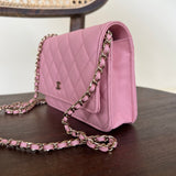 Chanel Handbag 22C LIGHT PINK CAVIAR QUILTED WALLET ON CHAIN LGHW (WOC) -Knockoff
