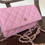 Chanel Handbag 22C LIGHT PINK CAVIAR QUILTED WALLET ON CHAIN LGHW (WOC) -Knockoff
