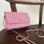 Chanel Handbag 22C LIGHT PINK CAVIAR QUILTED WALLET ON CHAIN LGHW (WOC) -Knockoff
