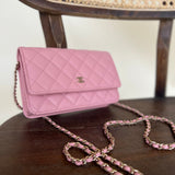 Chanel Handbag 22C LIGHT PINK CAVIAR QUILTED WALLET ON CHAIN LGHW (WOC) -Knockoff
