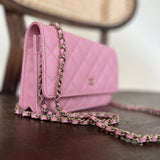 Chanel Handbag 22C LIGHT PINK CAVIAR QUILTED WALLET ON CHAIN LGHW (WOC) -Knockoff
