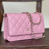 Chanel Handbag 22C LIGHT PINK CAVIAR QUILTED WALLET ON CHAIN LGHW (WOC) -Knockoff
