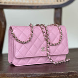 Chanel Handbag 22C LIGHT PINK CAVIAR QUILTED WALLET ON CHAIN LGHW (WOC) -Knockoff
