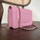 Chanel Handbag 22C LIGHT PINK CAVIAR QUILTED WALLET ON CHAIN LGHW (WOC) -Knockoff
