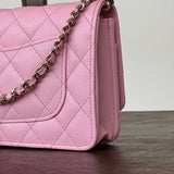 Chanel Handbag 22C LIGHT PINK CAVIAR QUILTED WALLET ON CHAIN LGHW (WOC) -Knockoff
