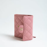 CHANEL Handbag 22C Pink Caviar Quilted Flap Wallet Light Gold Hardware -Knockoff
