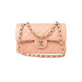 CHANEL Handbag 22C Rose Clair Pink/ Beige Lambskin Quilted Small Double Flap Light Gold Hardware -Knockoff
