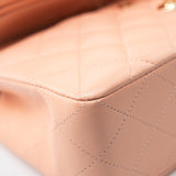 CHANEL Handbag 22C Rose Clair Pink/ Beige Lambskin Quilted Small Double Flap Light Gold Hardware -Knockoff
