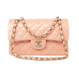 CHANEL Handbag 22C Rose Clair Pink/ Beige Lambskin Quilted Small Double Flap Light Gold Hardware -Knockoff
