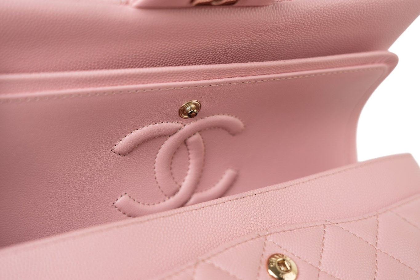 CHANEL Handbag 22C Sakura Pink Small Caviar Quilted Classic Flap Light Gold Hardware -Knockoff
