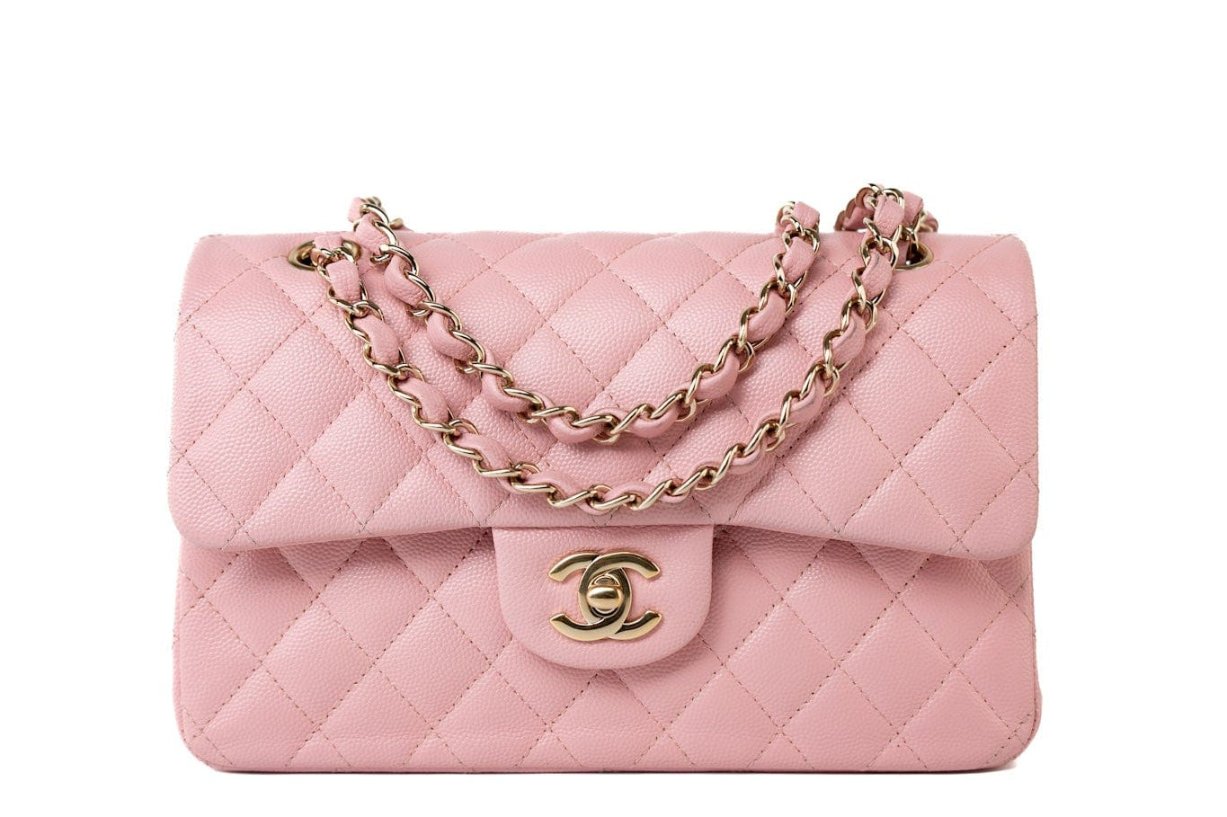 CHANEL Handbag 22C Sakura Pink Small Caviar Quilted Classic Flap Light Gold Hardware -Knockoff
