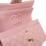 CHANEL Handbag 22C Sakura Pink Small Caviar Quilted Classic Flap Light Gold Hardware -Knockoff
