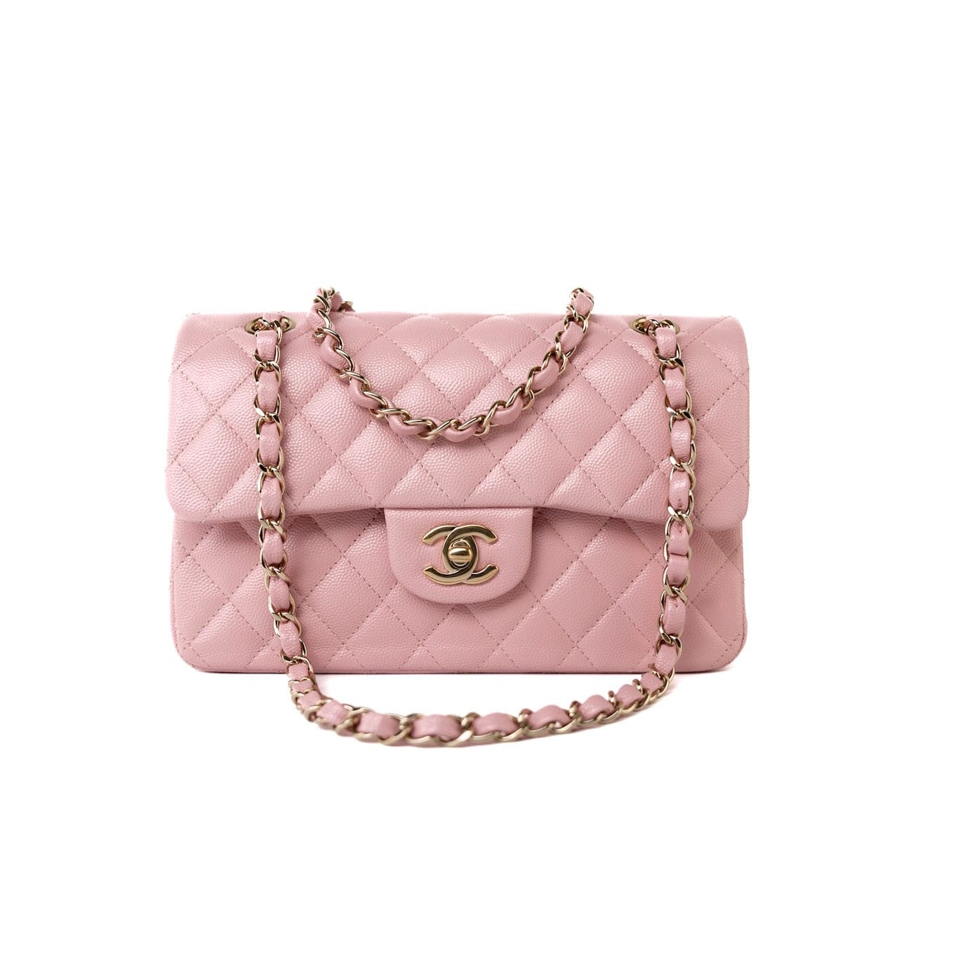 CHANEL Handbag 22C Sakura Pink Small Caviar Quilted Classic Flap Light Gold Hardware -Knockoff
