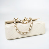 CHANEL Handbag 22C White Caviar Quilted Classic Flap Small Light Gold Hardware -Knockoff
