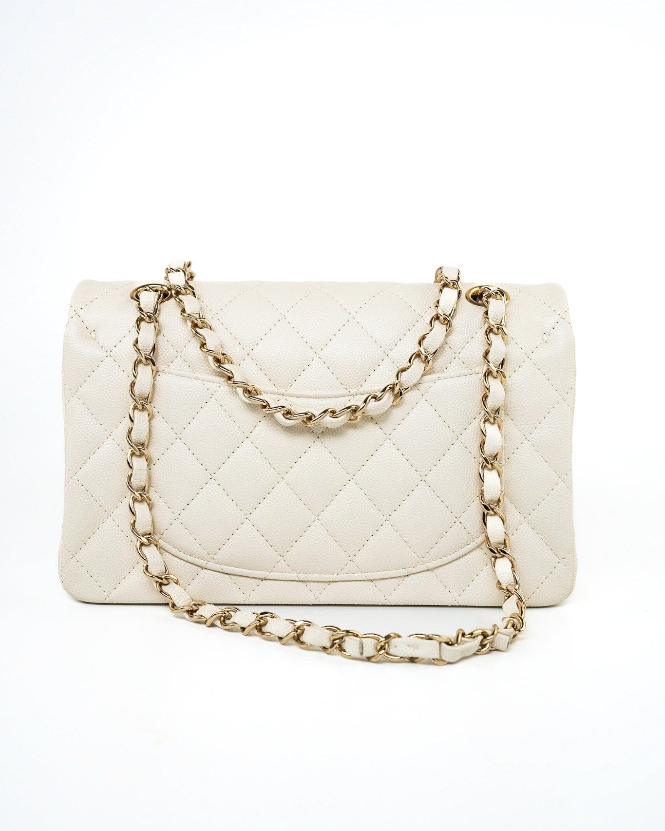 CHANEL Handbag 22C White Caviar Quilted Classic Flap Small Light Gold Hardware -Knockoff
