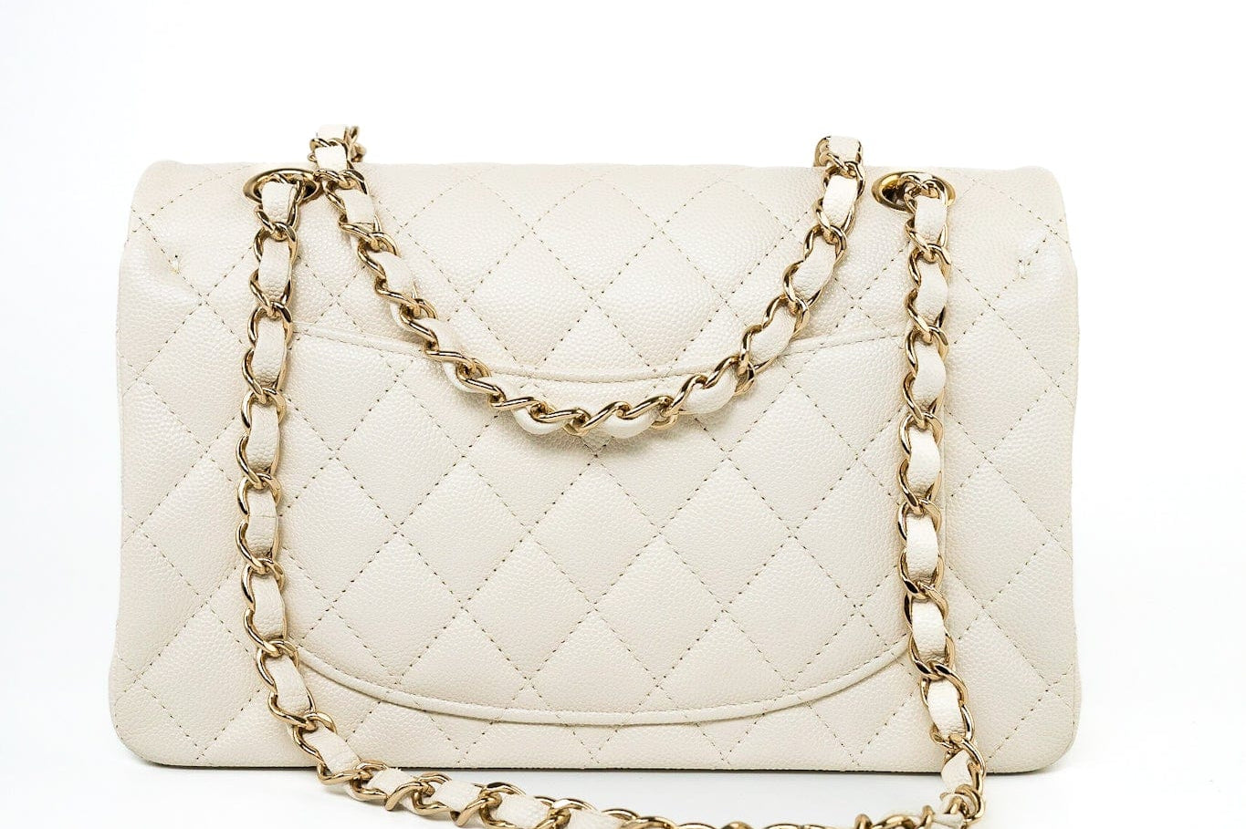 CHANEL Handbag 22C White Caviar Quilted Classic Flap Small Light Gold Hardware -Knockoff
