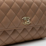 CHANEL Handbag 22K Dark Beige Caviar Quilted Coco Handle Small LGHW -Knockoff
