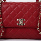 CHANEL Handbag 22K Red Caviar Quilted Coco Handle Medium (Old Small) Light Gold Hardware -Knockoff
