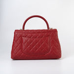 CHANEL Handbag 22K Red Caviar Quilted Coco Handle Medium (Old Small) Light Gold Hardware -Knockoff
