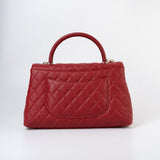 CHANEL Handbag 22K Red Caviar Quilted Coco Handle Medium (Old Small) Light Gold Hardware -Knockoff
