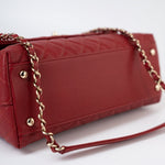 CHANEL Handbag 22K Red Caviar Quilted Coco Handle Medium (Old Small) Light Gold Hardware -Knockoff
