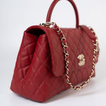 CHANEL Handbag 22K Red Caviar Quilted Coco Handle Medium (Old Small) Light Gold Hardware -Knockoff
