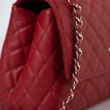 CHANEL Handbag 22K Red Caviar Quilted Coco Handle Medium (Old Small) Light Gold Hardware -Knockoff
