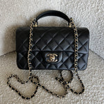 CHANEL Handbag 22P Black Lambskin Quilted Mini Top Handle LGHW -Knockoff
