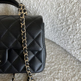 CHANEL Handbag 22P Black Lambskin Quilted Mini Top Handle LGHW -Knockoff
