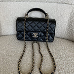 CHANEL Handbag 22P Black Lambskin Quilted Mini Top Handle LGHW -Knockoff
