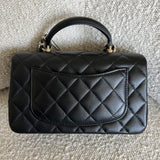 CHANEL Handbag 22P Black Lambskin Quilted Mini Top Handle LGHW -Knockoff
