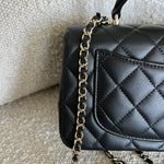 CHANEL Handbag 22P Black Lambskin Quilted Mini Top Handle LGHW -Knockoff
