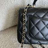 CHANEL Handbag 22P Black Lambskin Quilted Mini Top Handle LGHW -Knockoff
