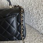 CHANEL Handbag 22P Black Lambskin Quilted Mini Top Handle LGHW -Knockoff
