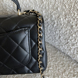 CHANEL Handbag 22P Black Lambskin Quilted Mini Top Handle LGHW -Knockoff
