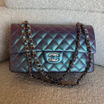 CHANEL Handbag 22P Iridescent Purple Caviar Quilted Medium Double Flap -Knockoff
