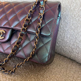 CHANEL Handbag 22P Iridescent Purple Caviar Quilted Medium Double Flap -Knockoff
