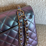 CHANEL Handbag 22P Iridescent Purple Caviar Quilted Medium Double Flap -Knockoff
